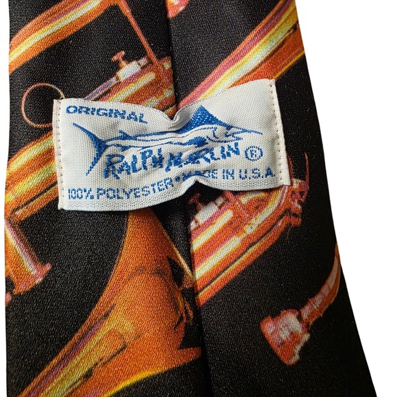Vintage Ralph Marlin Trumpet Print Band Teacher Music Mens Neck Tie Maestro - Picture 3 of 4